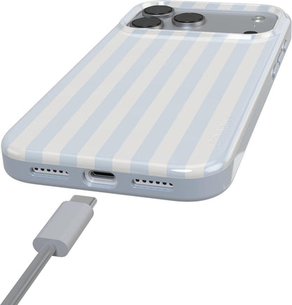 Casely iPhone 17 Pro Case | Blue Stripes | Sunday Best | Compatible with MagSafe | Classic Ultra Slim Design
