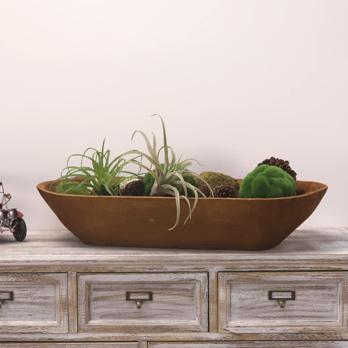 Athaliah Wooden Dough Bowl, 23.75'' Large Wood Dough Bowl for Decor, Hand Carved Rustic Long Wood Decorative Bowls for Table Centerpiece Dining Room Home Kitchen Decor