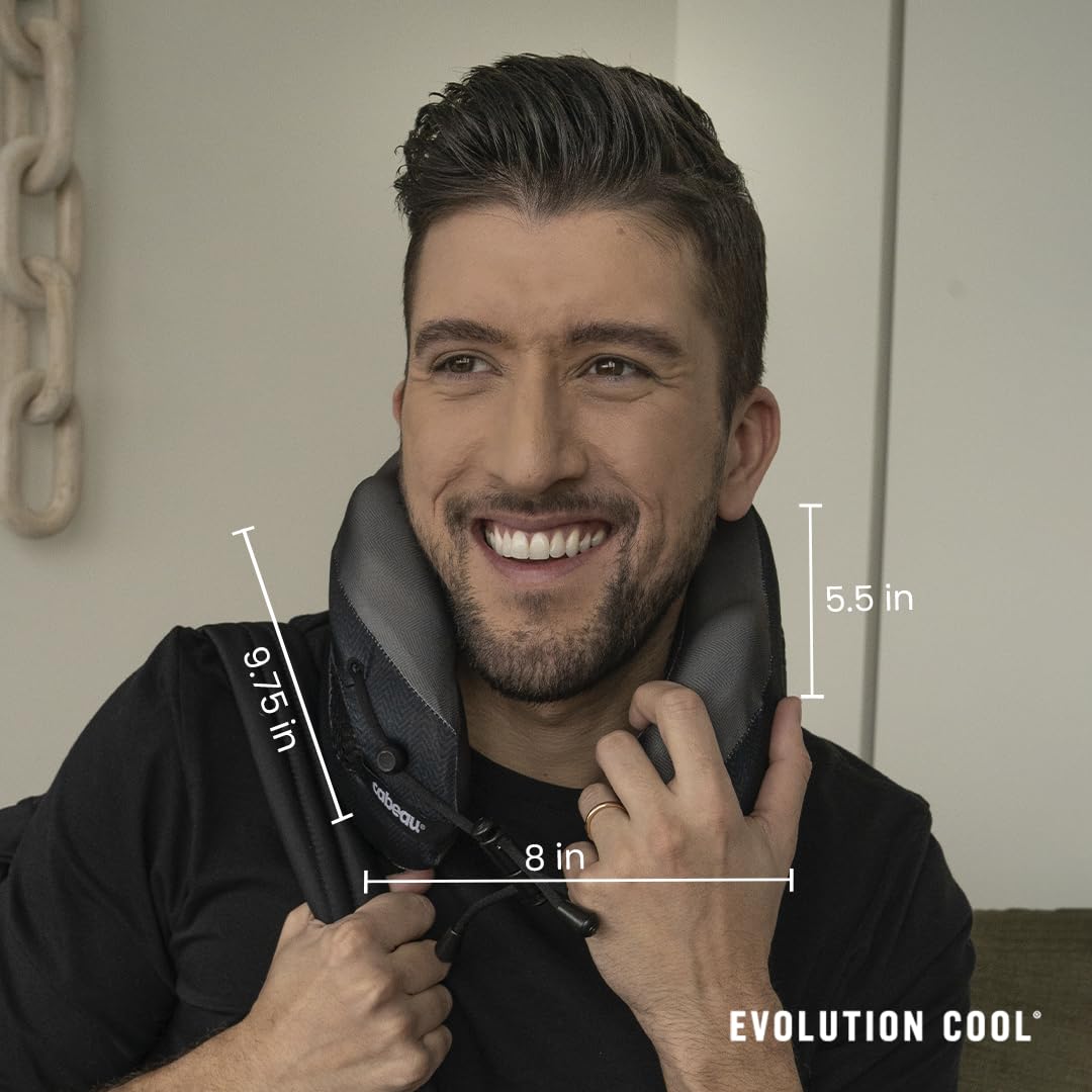 Cabeau Evolution Cool Travel Pillow- The Best Air Circulating Head and Neck Memory Foam Cooling Travel Pillow - Black