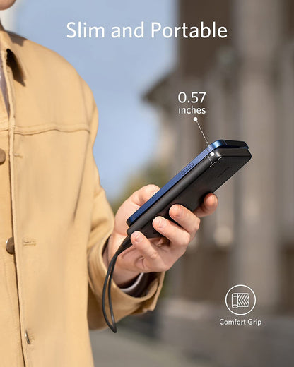 Anker Power Bank(PowerCore 10K), Compact Travel-Ready 10,000mAh Battery Pack with PowerIQ Charging Technology, 5V/3A High-Speed Charging for iPhone, iPad,and More(USB-C Input and Output(Black), 1pack)