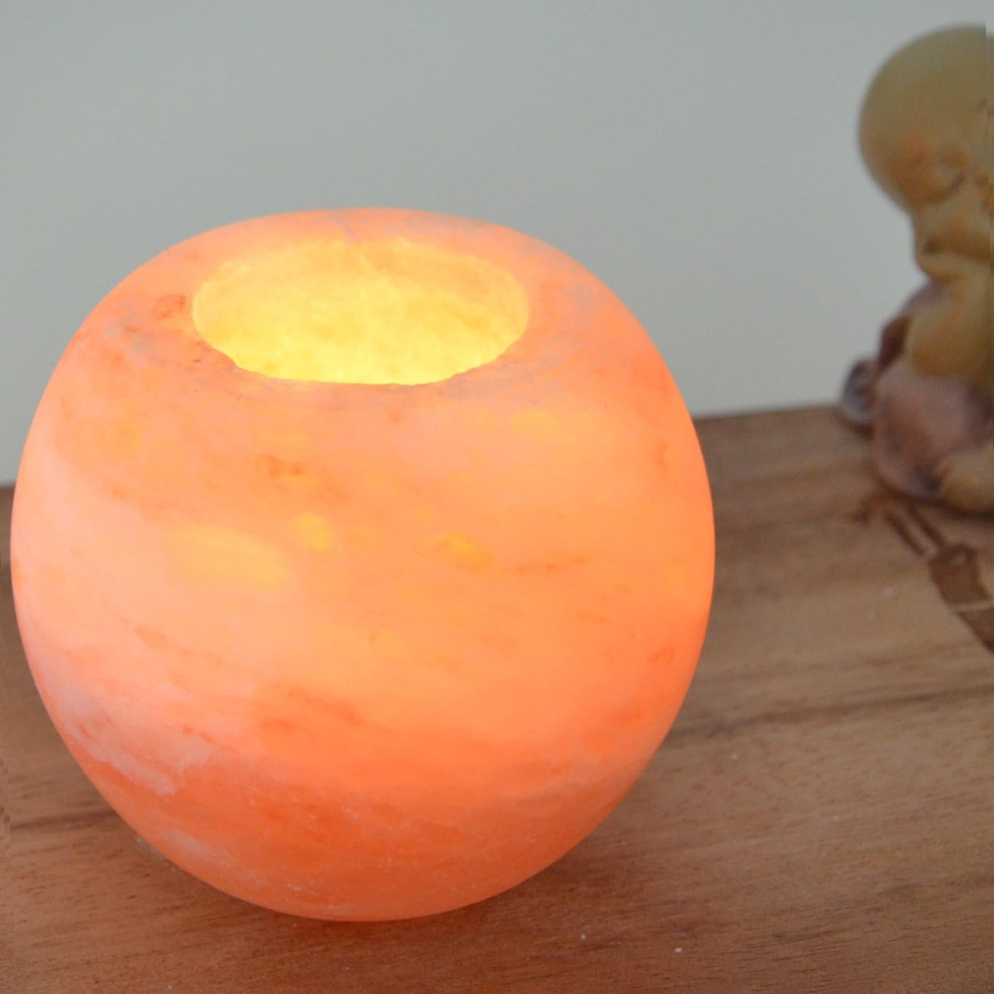 Zen'Light Himalayan Salt Crystal Candle Holder Sphere 900 g – 100% Genuine Natural Himalayan Salt Crystal – Hand Carved – Candle Holder Made of Quality Natural Material – Rounded Shape