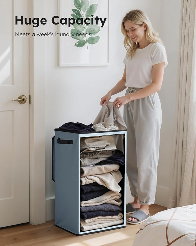 SOLEDI Laundry Hamper with Lid 90L Large & Tall Collapsible Laundry Basket