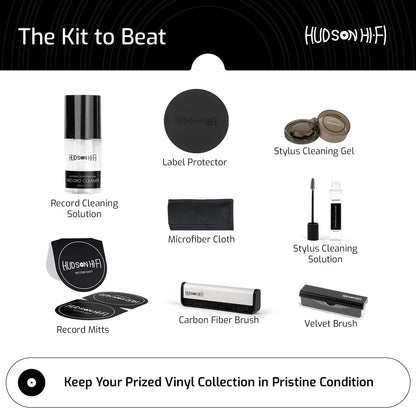 9-in-1 Vinyl Record Cleaning Kit – Anti-Static Cleaner, Carbon Fiber & Velvet Brushes, Stylus Gel, Microfiber Cloth, Mitts & Label Protector for LP Care