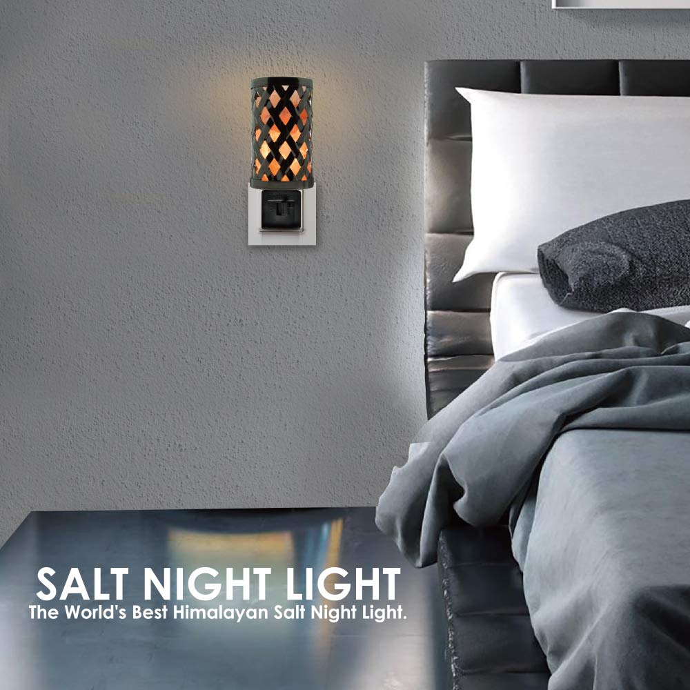 Himalayan Glow Natural Pillar Basket Wall Salt Lamp Night Light with Pink Salt Chunks | 360 Degree Rotatable Wall Plug,Ideal Gift For Home Décor