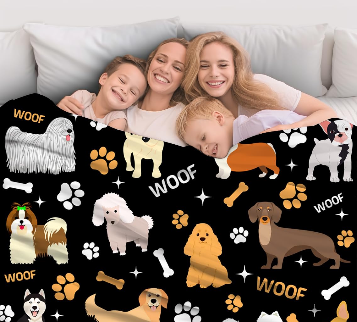 Dog Blanket Puppy Plush Gifts for Girls Women Soft Cozy Flannel Dogs Animal Throw Blanket Bedding Decor Dog Gifts for Dogs Lovers for Kids Adults 50"X40"