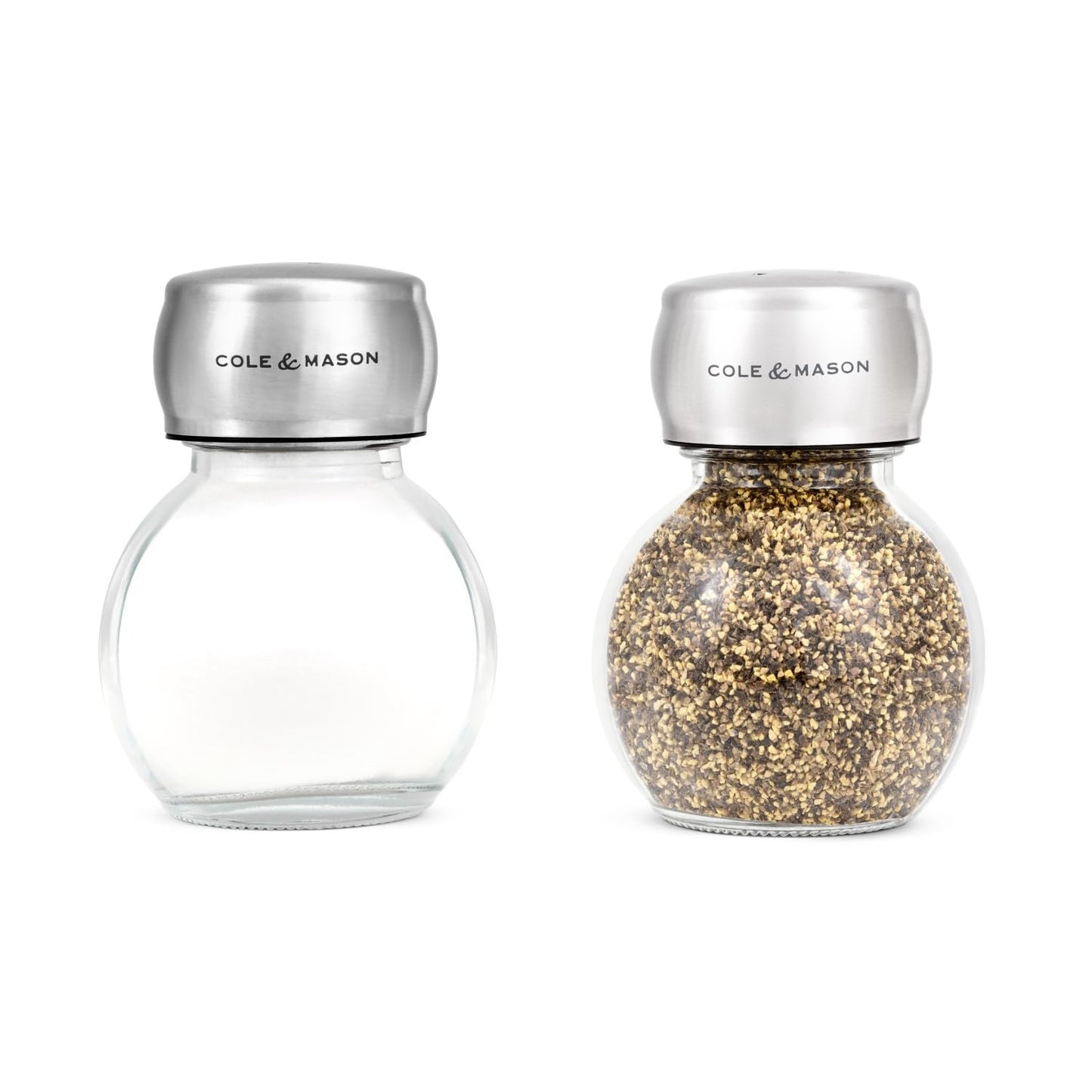Cole & Mason Darlington Salt & Pepper Shaker Gift Set - Salt and Pepper Shakers - Home & Kitchen Accessories - Kitchen Essentials - Acrylic & Stainless Steel Shaker Set