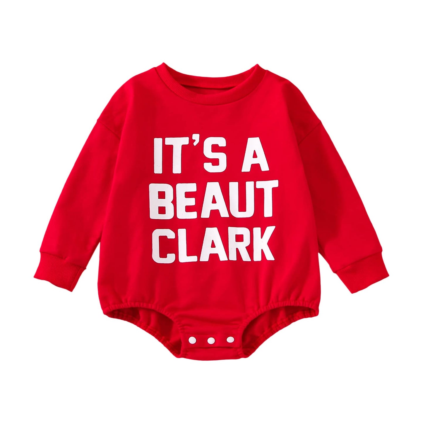 FYBITBO My First Christmas Baby Girl Boy Outfit Sweatshirt Romper Sweater Onesie Long Sleeve Bodysuit Fall Clothes (it's a beaut clark red onesie,12-18 Months)