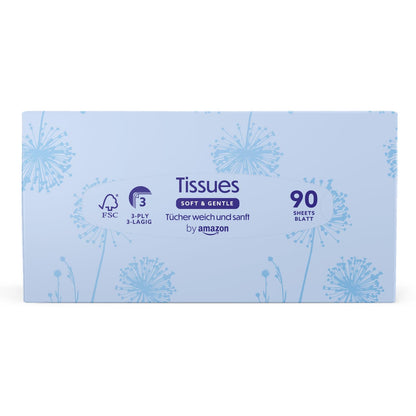 by Amazon 3-Ply Facial Tissues, 1080 Count (12 Packs of 90) (Previously Presto!)