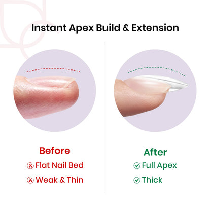Beetles Tipex Gel Nail Kit, Medium Almond Nail Tips 224 Pcs 16 Sizes Pre-Building Pre-Etched Thick Acrylic Tips with Tipex Glue, Mini Lamp