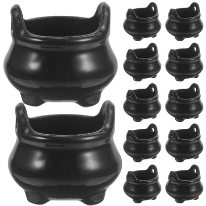 Garneck 24Pcs Miniature Halloween Cauldron Mini Black Witch Boiler Decoration Plastic Dollhouse Furniture for Halloween Carnival Party Decor
