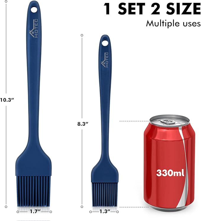 HOTEC 2 pieces Set Basting Brushes Silicone Heat Resistant Pastry Brushes