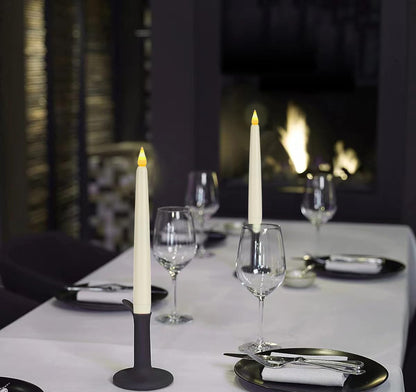 Flameless Taper Candles with Remote Control and Timer, Battery Operated LED Candlesticks with Flickering 3D Flame, 9.6×0.8 Inches Plastic Fake Candles for Christmas, Wedding and Home Decor (Ivory, 3)