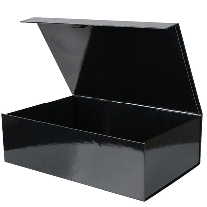 Aimyoo 1 Pack Black Collapsible Gift Box with Magnetic Closure Lids & Rope for Easy Opening 13.8x9x4.3, Bridesmaid Groomsman Proposal Boxes, Rectangle Storage Present Boxes