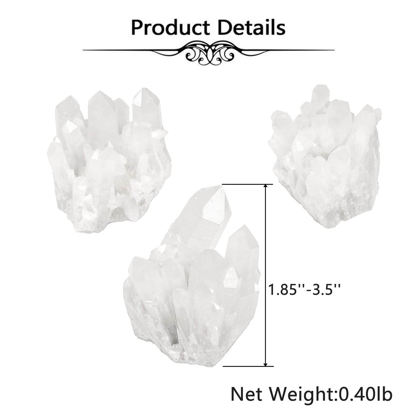 Top Plaza Healing Rock Crystal Clear Quartz Cluster Mineral Geode Druzy Specimen 1.85-3.5''(White Crystal Quartz Cluster)