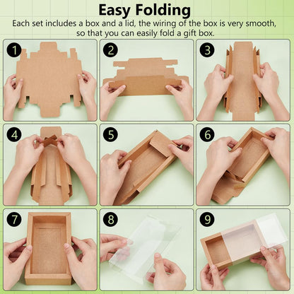 BENECREAT 30 Set Brown Kraft Drawer Gift Box, Paper Storage Organizers with Translucent Plastic Sliding Lid for Wedding Favors, DIY Crafts, Small Item Display, 7.17x5.12x1.8inch
