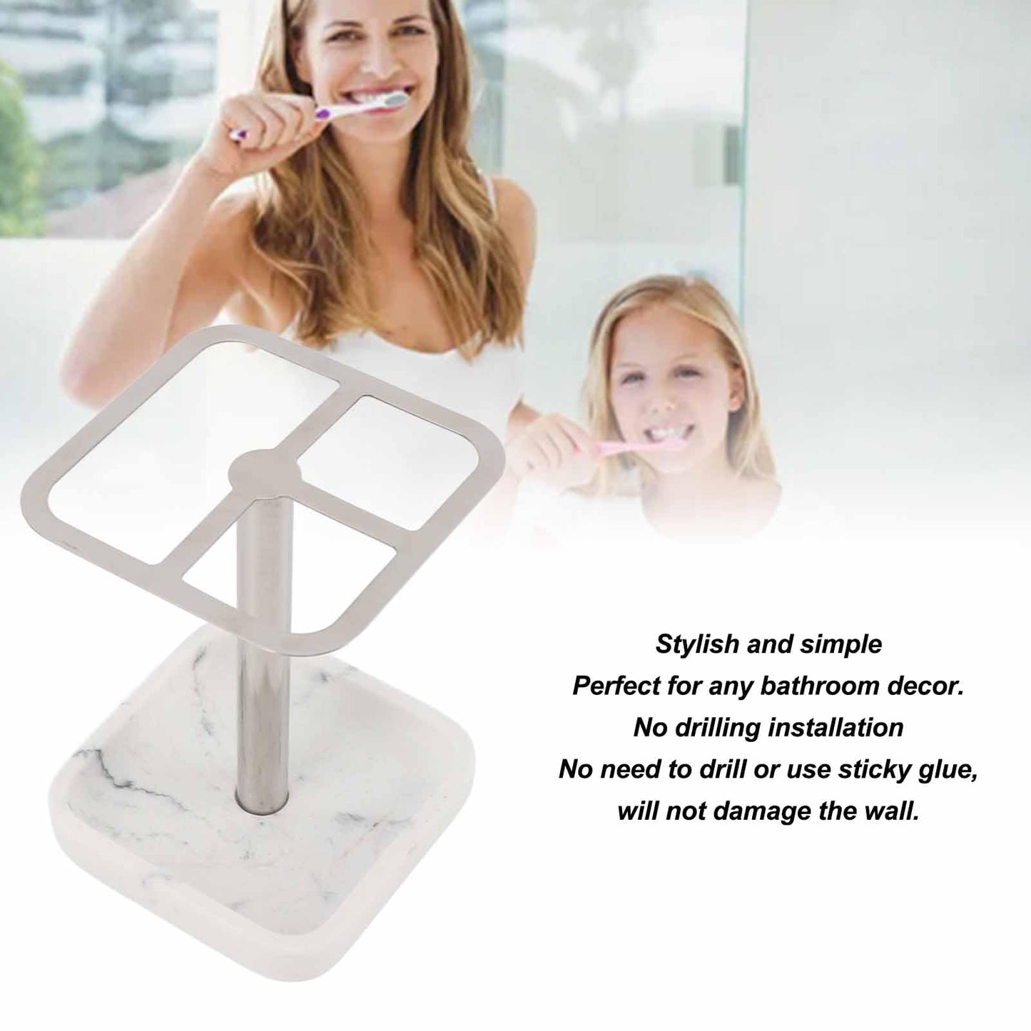 CYTGOUPER Stainless Steel Toothbrush Holder,Toothbrush and Toothpaste Stand,Bathroom Toothbrush Storage Organizer Toothbrush Holders Shelf for Bathroom Vanity Countertops (Silver)