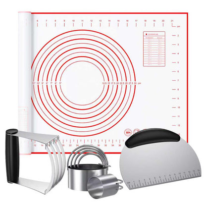 Frapkom Biscuit Cutter, Silicone Pastry Dough Baking Mat Set, Baking Tools and Accessories Kit (4 Pcs/Set)