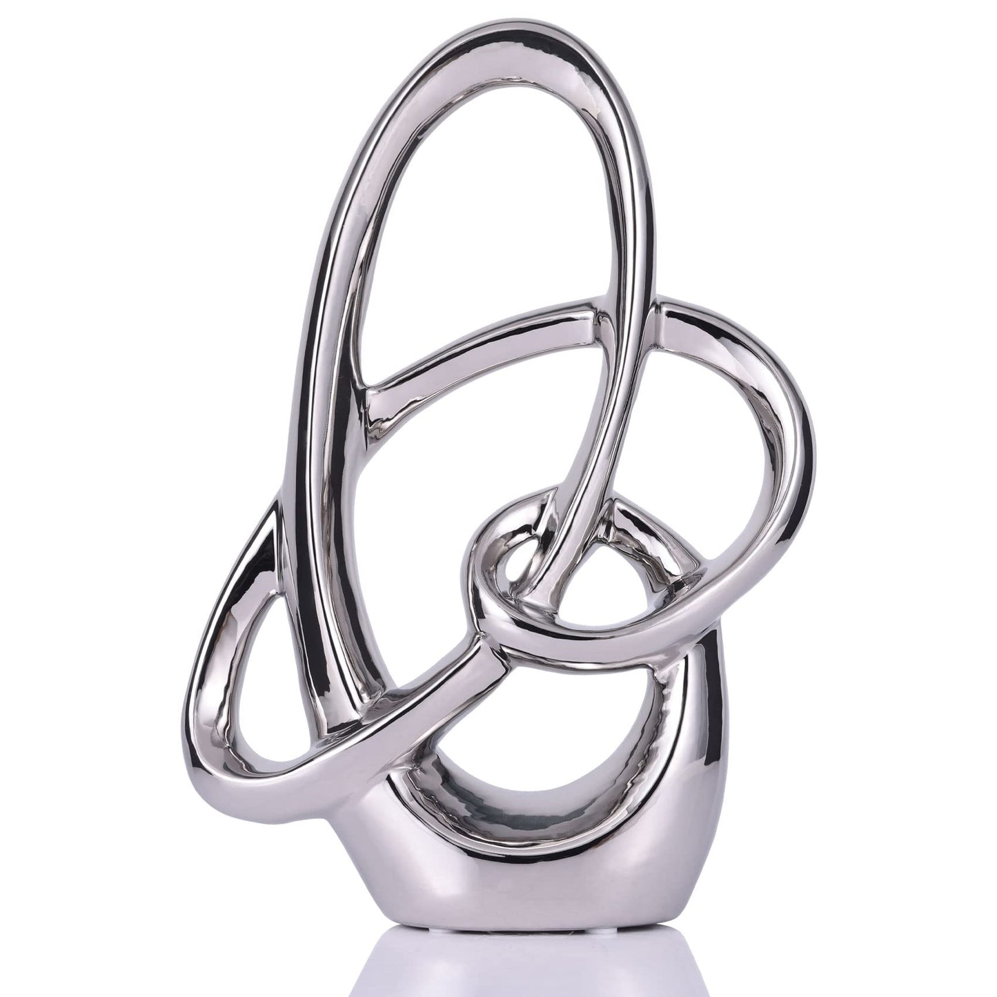 Modern Silver Decor Ceramic Statue - Abstract Home Accent & Tabletop Figurine for Living Room, Bedroom, Bathroom, Office, Shelf, Mantel - Wedding, Coffee Table, Dining Room Centerpiece Decoration