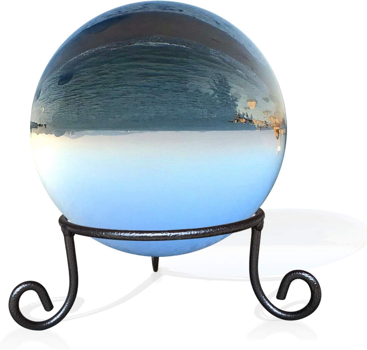EcoRise Black Iron Ball Stand - Gazing Globe Stand for Balls, Sphere Holder Wrought Iron Display Stand, Crystal Ball Stand, Glass Bowl Ring Metal Egg Stands, Gazing Ball Stand (5" Diameter X 2" Tall)