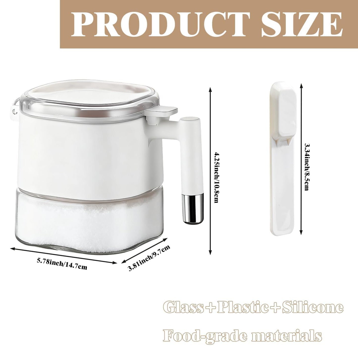 Spaxly Airtight Glass Spice Jars with Lids, 16 oz- One-Touch Open & Leakproof Containers for Salt, Sugar, Dry Goods, Moisture-Proof Kitchen Storage