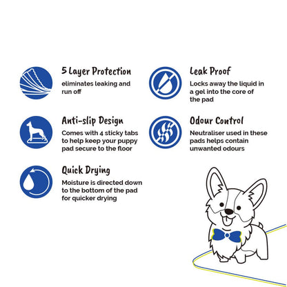 AllPetSolutions Puppy Pads - Disposable Puppy Training Pads Dog Toilet Sheets with 5 Highly Absorbent Layers & Odour Control Leak-Proof Non Slip Matting for Pet Wee - Extra Large, 60x90cm - 100-Pack