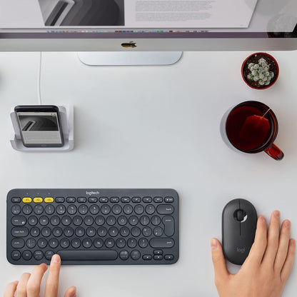 Logitech K380 Bluetooth Keyboard – Windows, Mac, Chrome OS, Android, iPad, iPhone, Apple TV Compatible – with Flow Cross, Dark Grey, Bulk Packaging