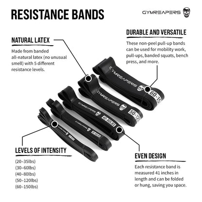 Gymreapers Resistance Bands for Working Out – Elastic Pull Up Exercise Assistance Bands Set for Powerlifting, Stretching, WOD, Strength Training – for Men & Women
