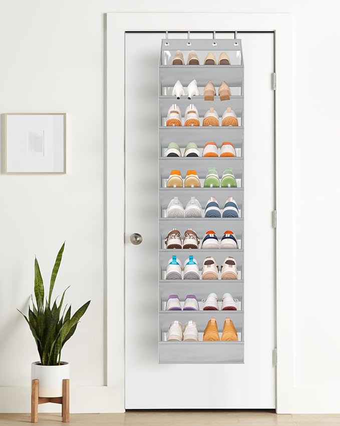 AOODA 10 Tier Clear Over the Door Shoe Organizer Storage, Deep Pockets Large