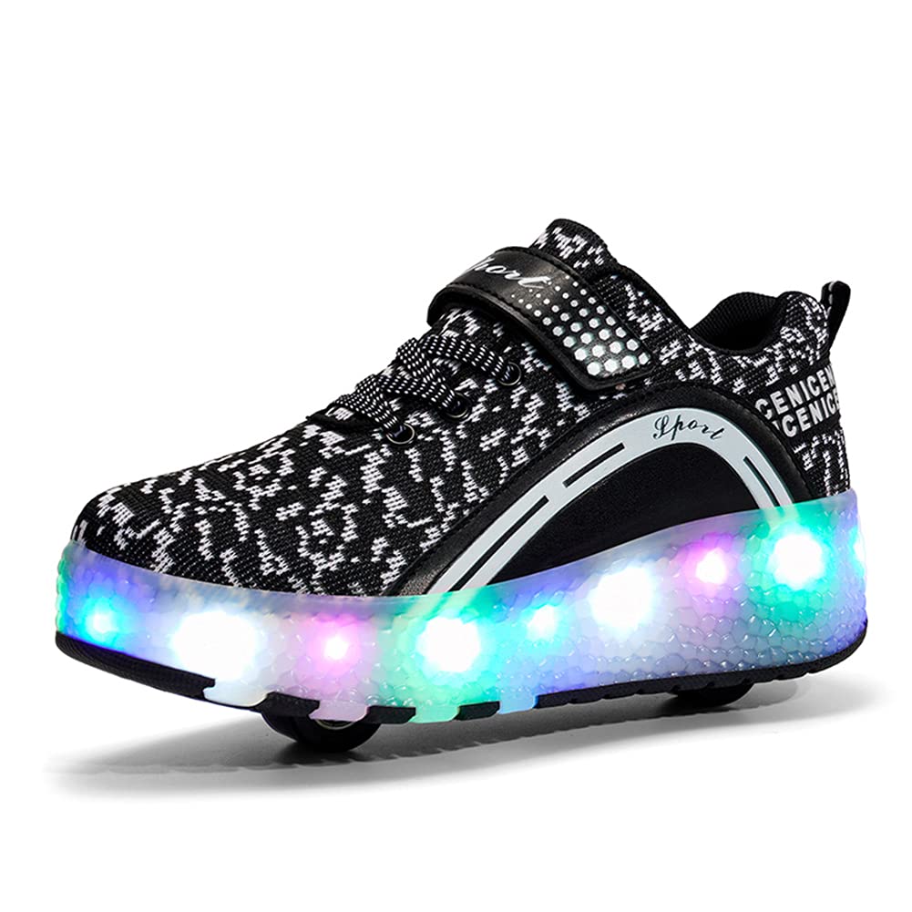 Nsasy Roller Shoes Girls Boys Wheels Sneakers Led Light up Sport Shoes Roller Skates Best Gift