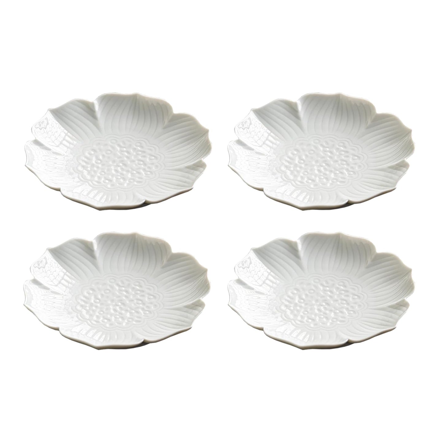 Gaolinci Zen Ceramic Lotus Shaped Appetizer and Dessert Plates (Set of 4)
