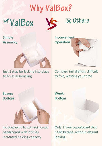 ValBox 8x8x4 Inches Gift Boxes 12 PCS White Paper Gift Boxes with Lids for Gifts, Wedding Present, Bridesmaid Proposal Box, Birthday Party Favor, Easy Assemble Box with 66ft Twine