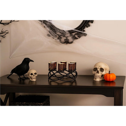 Seraphic Halloween Candle Holder Centerpiece Decoration – Black Metal Iron 6-Cup Votive Tealight Holder for Spooky Table Gothic Decor, Kitchen & Dining Room, Coffee Tables
