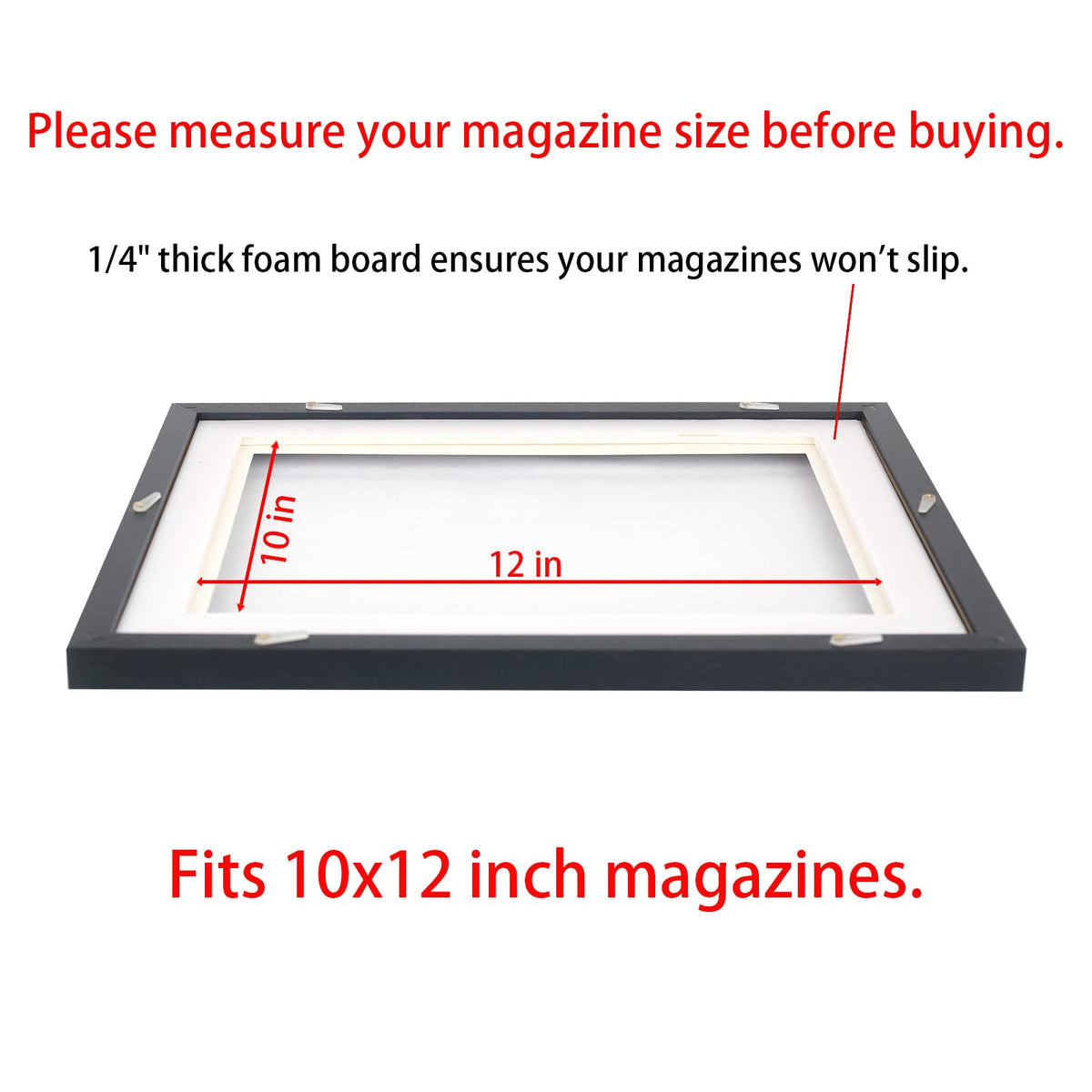 Mxtallup 10x12 Magazine Frame for the Wall,Displays Magazines Measuring 10x12 inches with White Mat (Measure Your Magazine)(Z1012W)