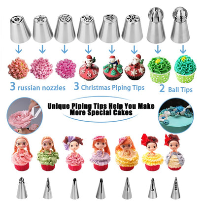 Cake Decorating Kit,635 Pcs Decorating Supplies With 3 Springform Pan Sets Icing Nozzles Rotating Turntable Cake Topper Piping Bags Carrier Holder,Cake Baking Set Tools