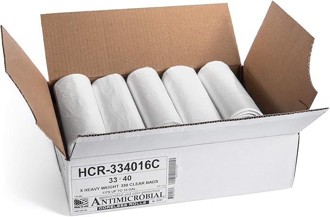 Aluf Plastics High Density Trash Bags, 33 Gallon, 16 Micron,