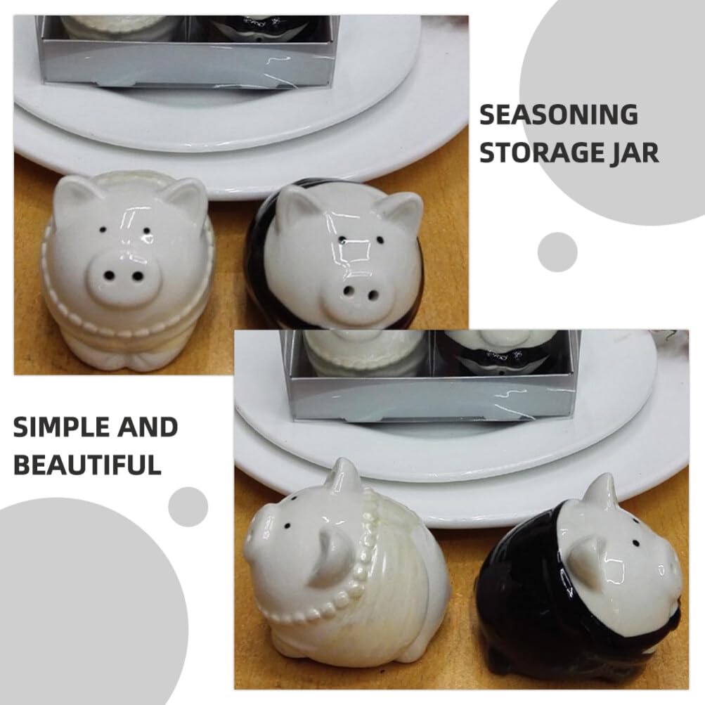 1 Pair Ceramic Pig Salt Pepper Shakers Wedding Favor Kitchen Seasoning Jars Bride Groom Set