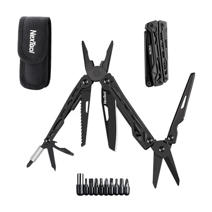 NexTool Multitool, 11 in 1 Multi Tool with Needle Nose Pliers, Scissors and Screwdriver Bits, Stainless Steel Multi Tool Pocket Knife with Safety Locking for Camping,Fishing,Hiking, Mens Gifts Unique