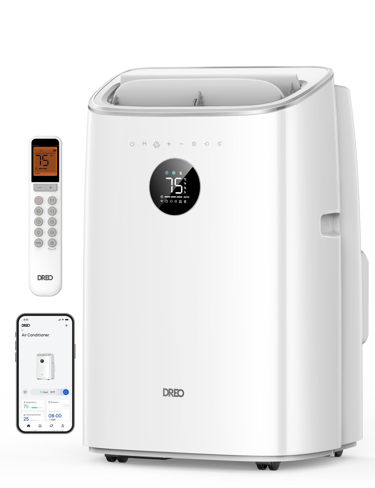 DREO Portable Air Conditioner 319S, 10000 BTU ASHRAE (6000 BTU DOE) Smart AC Unit for Bedroom with Drainage-free Cooling, Fan&Dehumidifier 3 in 1, APP/Voice/Remote, Quiet Standing AC for Room Indoors