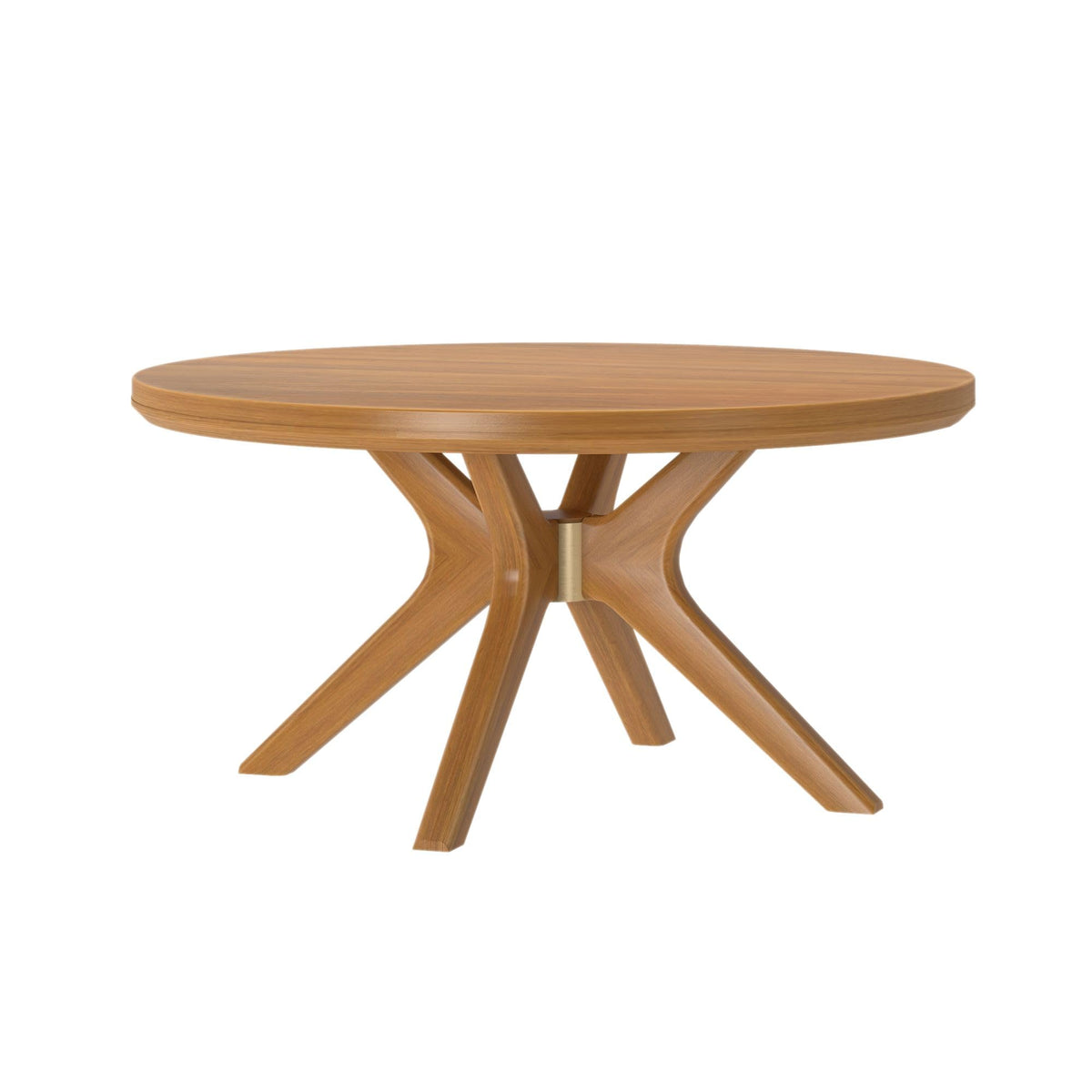 Plank+Beam Verso Round Coffee Table, 36 Inch Cross Leg Coffee Table, Modern Mini Center Tables for Small Spaces, Small Living Space Tea Table, Pecan