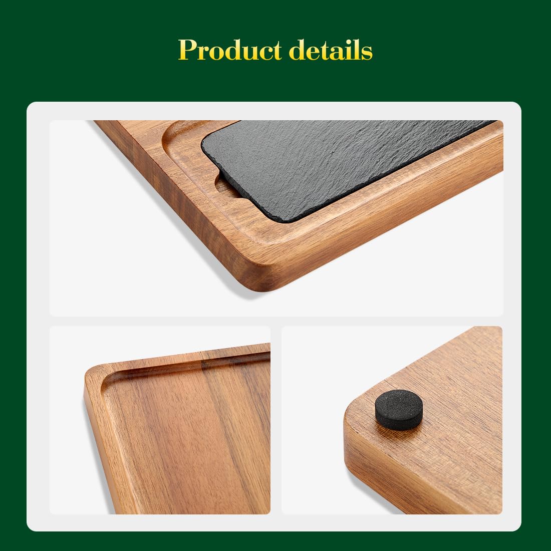 LiWiBet Wooden Slate Serving Board Charcuterie Boards with 2 Bowls, Acacia Wood Cutting Board Cheese Board Serving Plate Tray Platter for Bridal Shower Gifts Wedding Gifts Housewarming