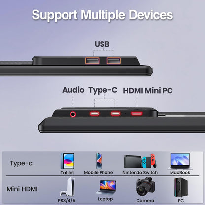 23.8'' Portable Monitor,FHD 1080P 100Hz IPS Laptop Screen Extender,USB-C HDMI Large Office Gaming Second Monitor Extender with Detachable Stand for Mac Windows PS5 Xbox Switch(Built-in Speakers)