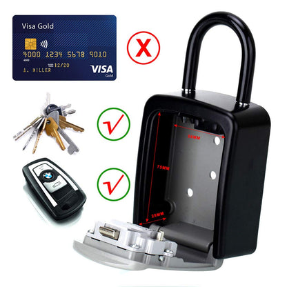ABRA FOX Key Lock Box, Combination Lock box with Code for House Key Storage, Combo Door Locker (Black-1pack)