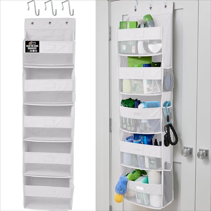 GORILLA GRIP Over The Door Organizer Storage, 5 Deep Hanging Shelves, Holds