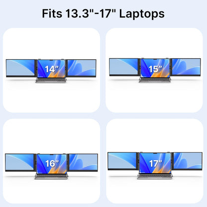 Laptop Screen Extender - Ultra-Thin 1.3lbs 14" FHD IPS Dual Portable Monitor Extension for Laptop, Attachment Plug & Play for 13-17" Laptops, Second Extra Travel Display for Windows/Mac/Android