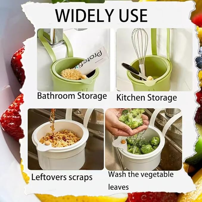 Kitchen Sink Strainer Basket, Hanging Corner Food Scrap Catcher, Sink Basket