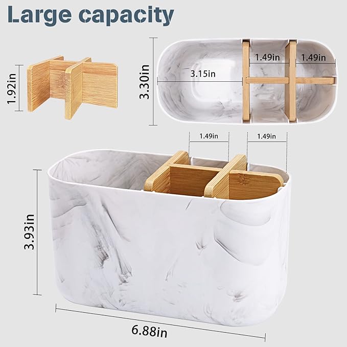 Toothbrush Holders for Bathrooms, 5 Slots Bamboo Toothbrush Holder Kids