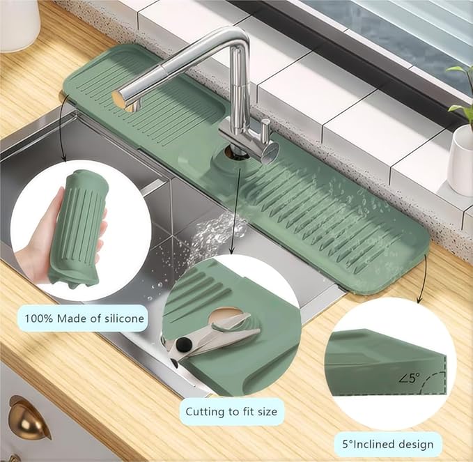 Kitchen sink faucet guard, 17.7”silicone sink splash guard, Faucet splash guard