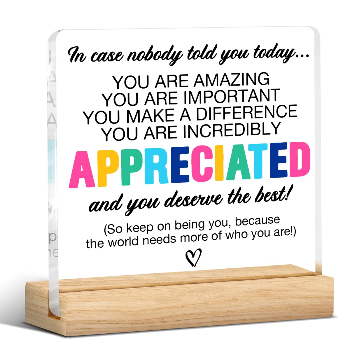 Thank You Appreciation Gifts for Colleague Coworker Boss Teacher, Inspirational Gifts for Women Men, Affirmation Gifts You Are Incredibly Appreciated Acrylic Desk Sign Decor