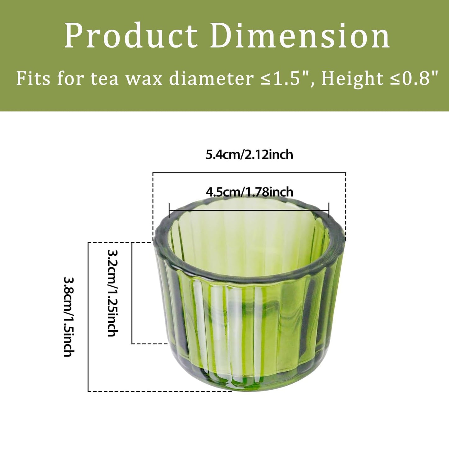 Filltown Green Tea Light Candle Holders Set of 12, 5cm x 3.5cm Glass Tea Light Holders for Table Centerpiece, Mini Votive Candle Holders for Weddings, Birthday Parties, Home Decor, Table Decor