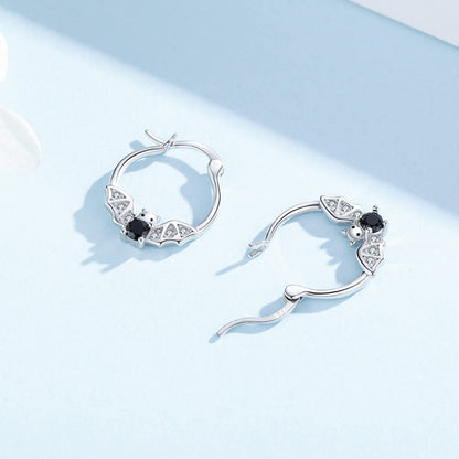 Bat Earrings 925 Sterling Silver Hypoallergenic Small Animal Huggie Hoop Earrings for Sensitive Ears Gothic Bat Jewelry Halloween Gifts for Women
